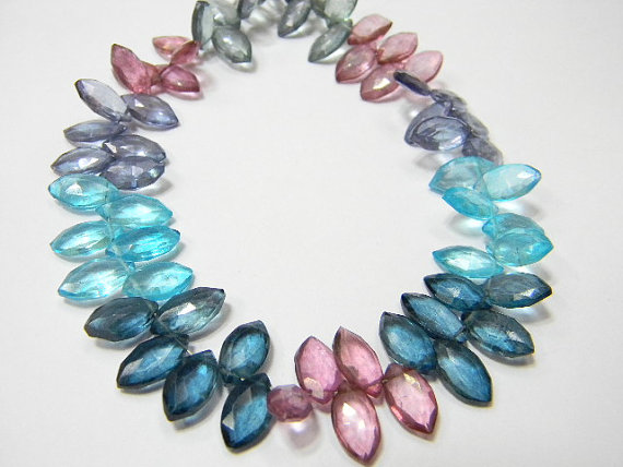 Multi Color Quartz Faceted Marquise briolettes